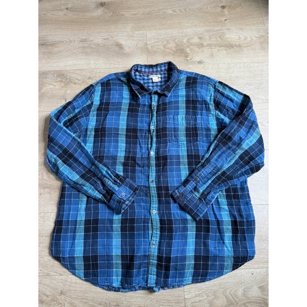 EUC Mens‎ Carbon 2 Cobalt plaid 100% cotton long sleeve button size XXL
